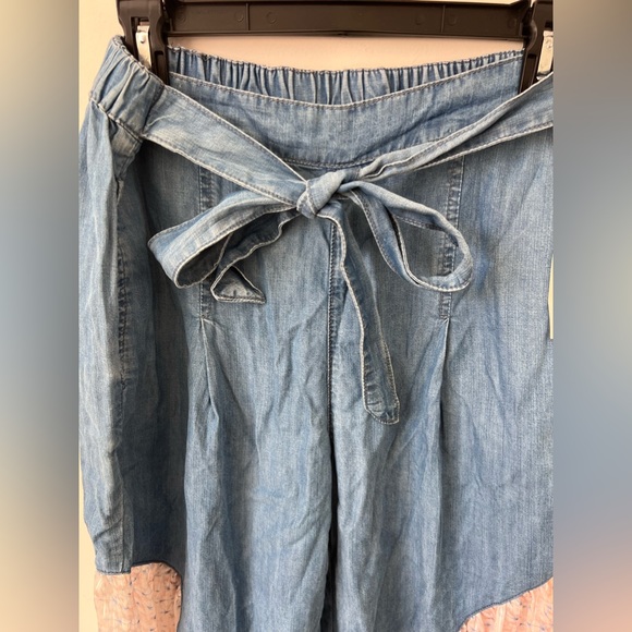 Gemma Jane Boho Blue Lyocell Chiffon Ultra Wide Leg Flared Tie Front Pants Sz M - Picture 4 of 7